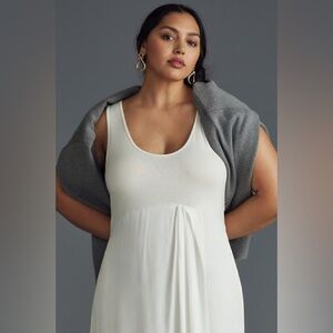 Anthropologie White Asymmetrical Sleeveless Midi Dress